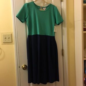 Teal and navy Lularoe Amelia